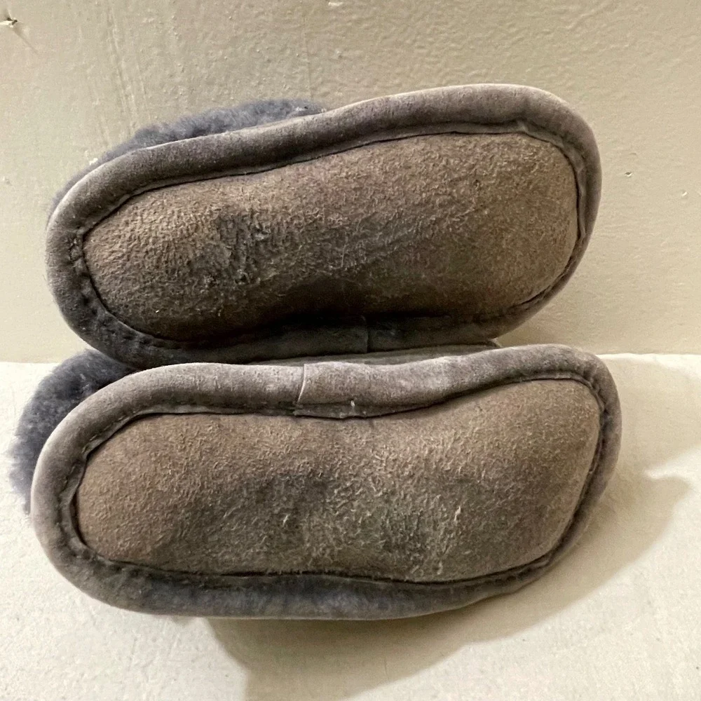 Australian Genuine Sheepskin Slippers Baby Medium Gray Cozy Warm Winter Boots‎